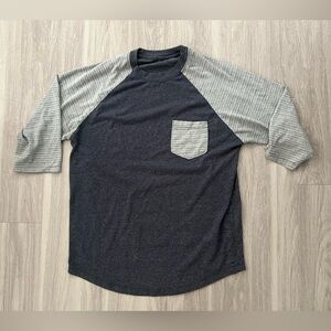 Men's Gray and Black Long Sleeve Shirt with Pocket small